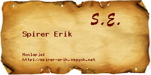 Spirer Erik névjegykártya